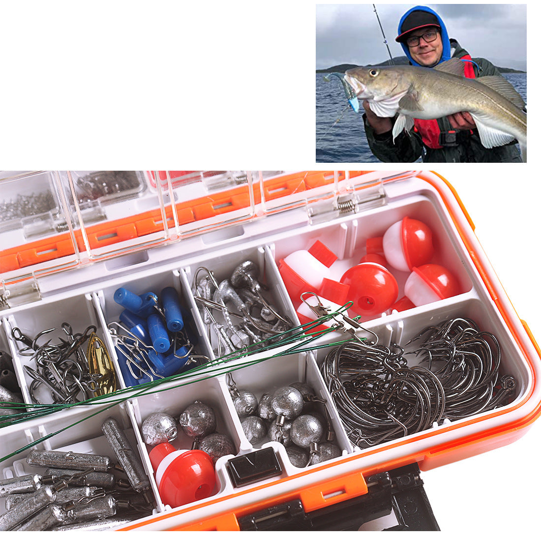 ערכת דיג מושלמת – קרסים, דמויים, משקולות ומצופים (343 חלקים)